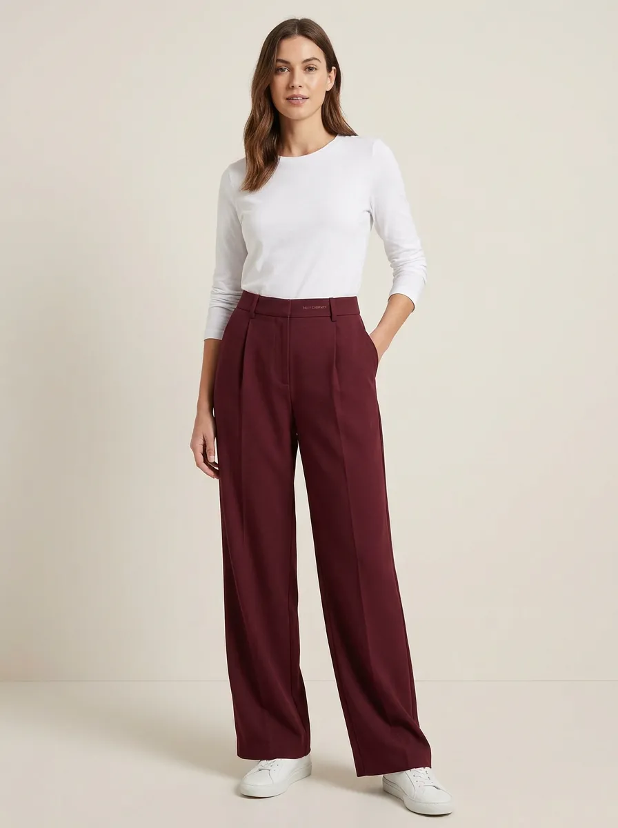Textured Wide-Leg Solid Women's Wide-Leg Pants