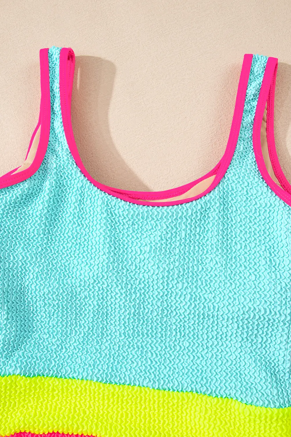 Iceland Textured Blocked Pattern One Piece Swimsuit