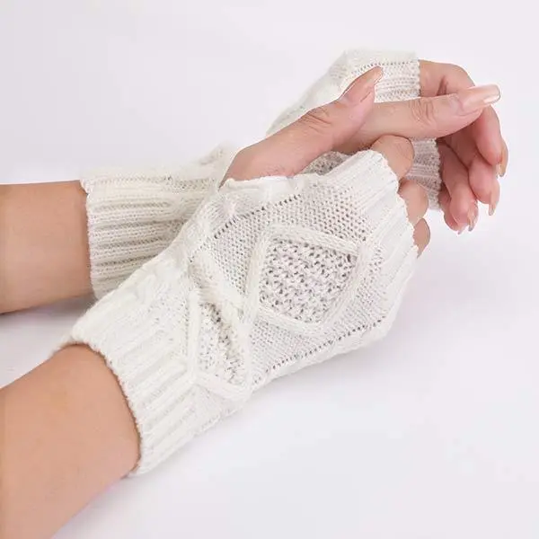 Knitted Wool Warm Half Finger Mitts 80899494C