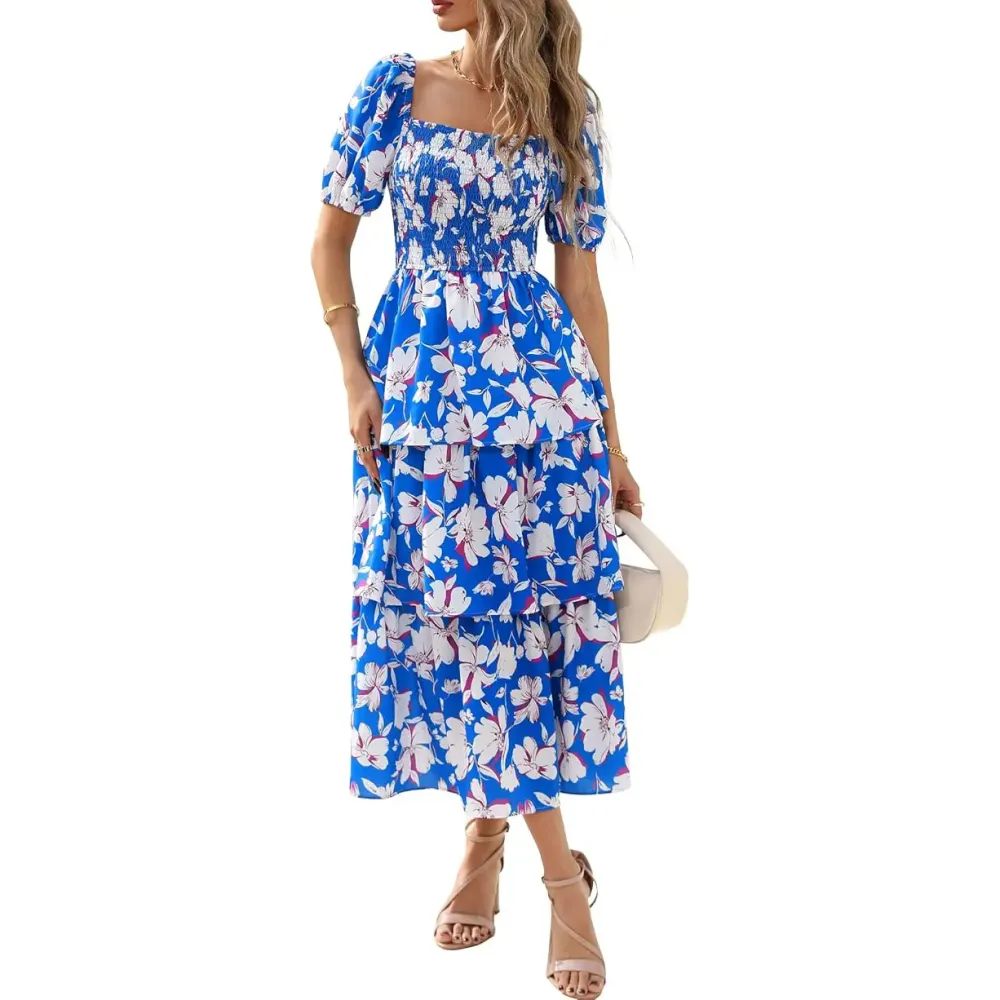 Women's Square Neck Smocked Dress