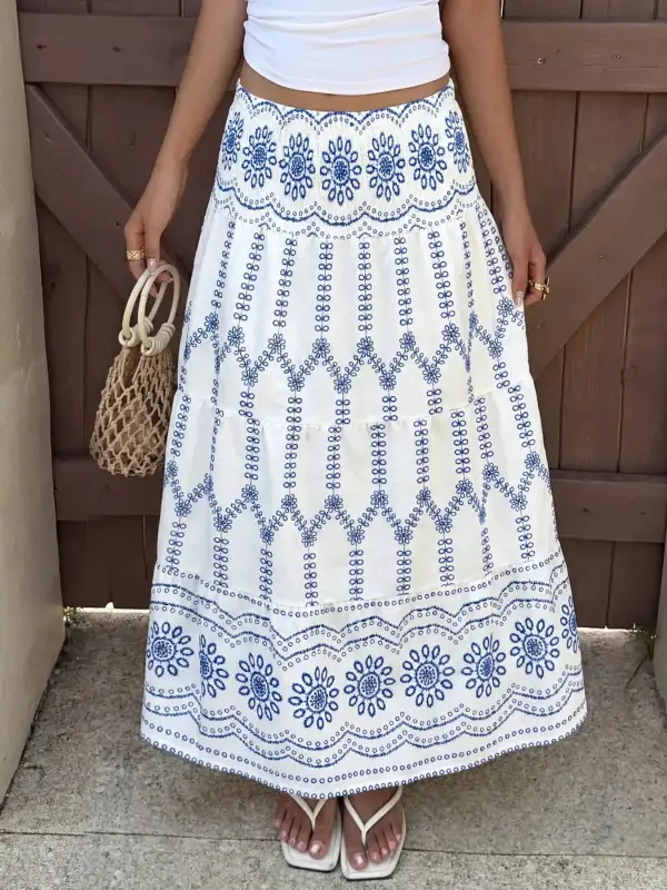 Chic Smocked Printed Skirt