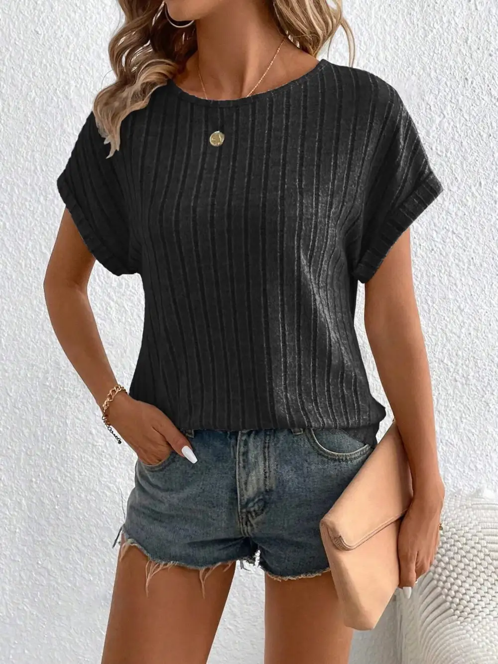Short-Sleeve Ribbed T-Shirt
