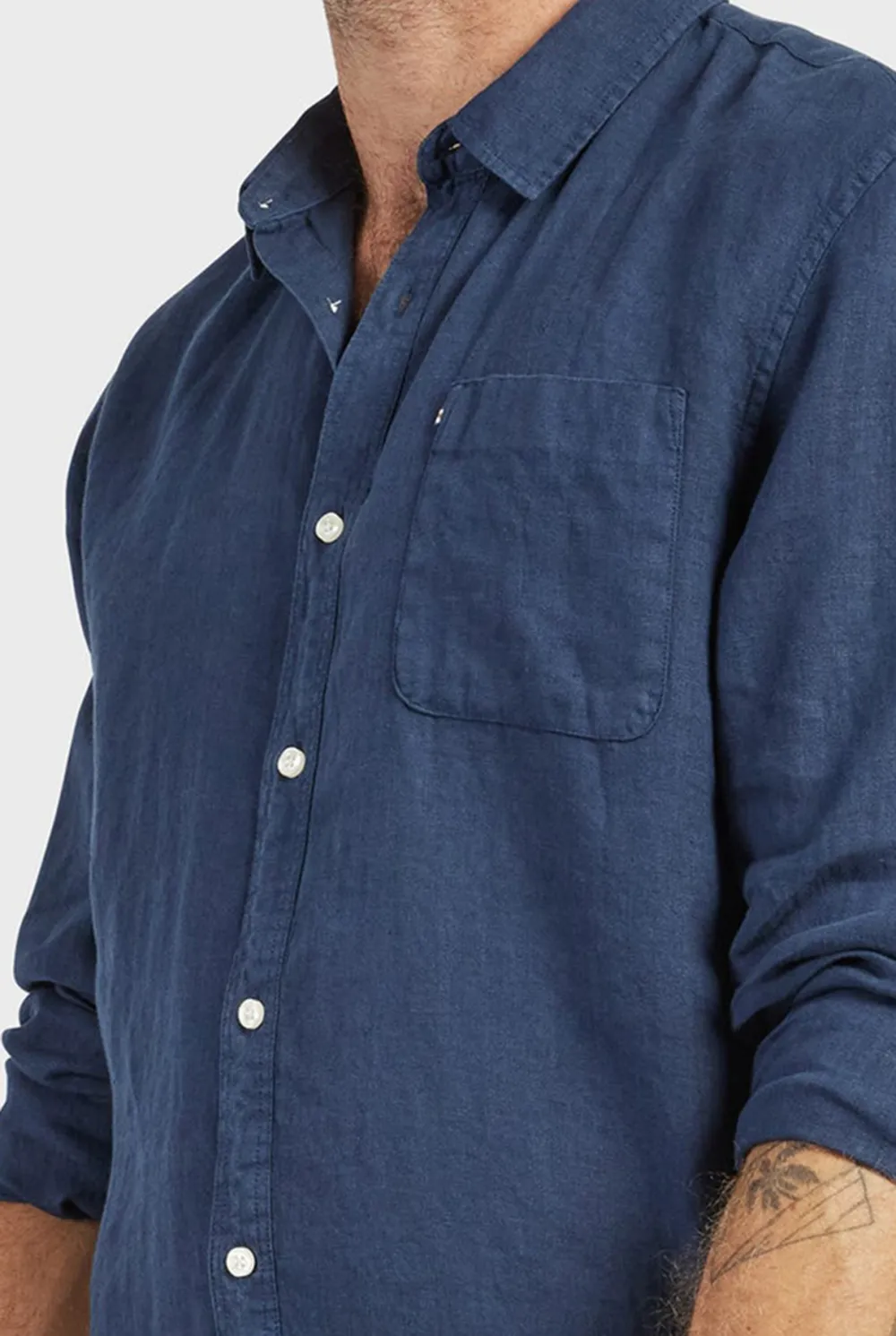 Classic Linen Shirt-Navy