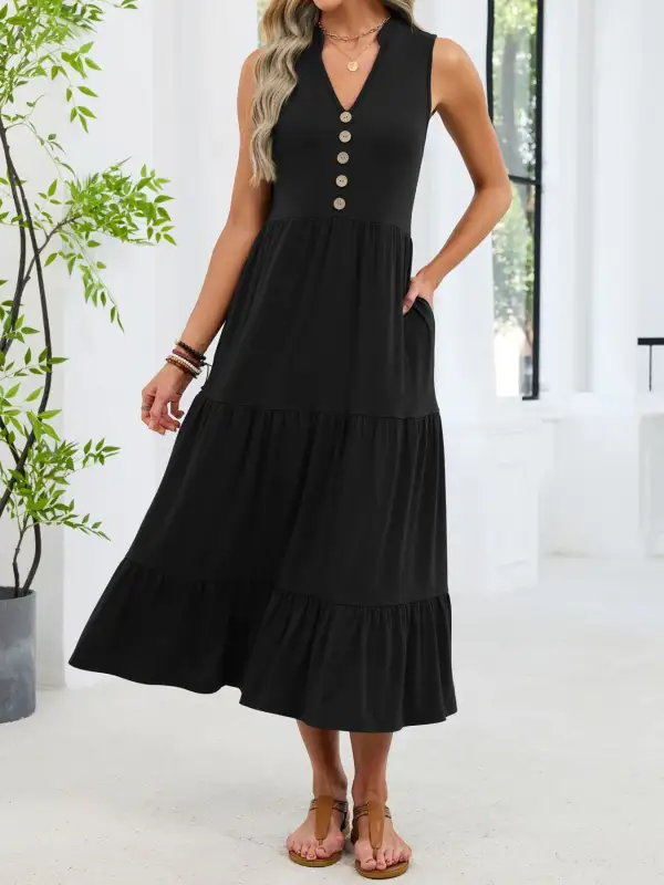 Tiered Sleeveless Midi Dress