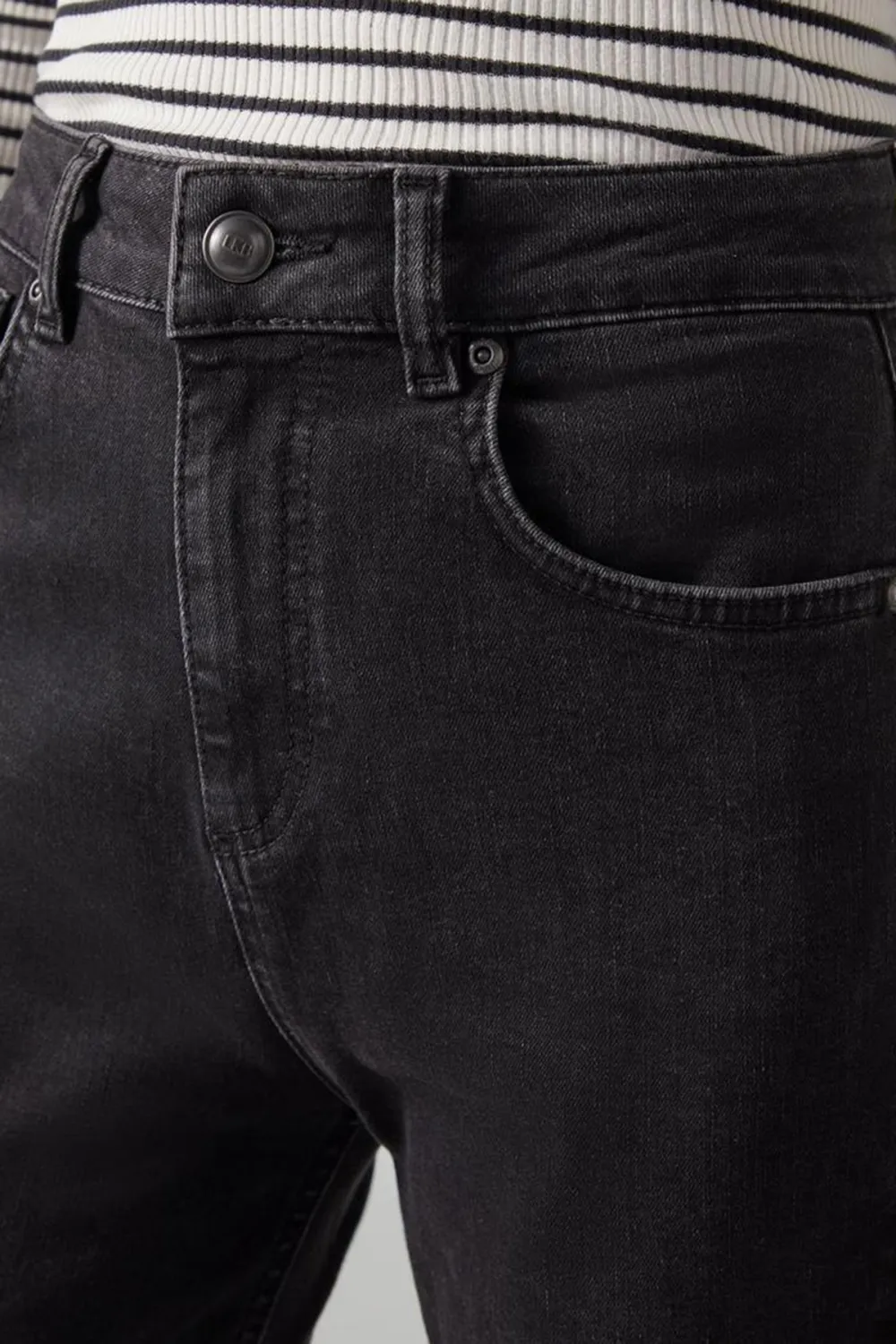 Black Straight Leg Denim Trousers