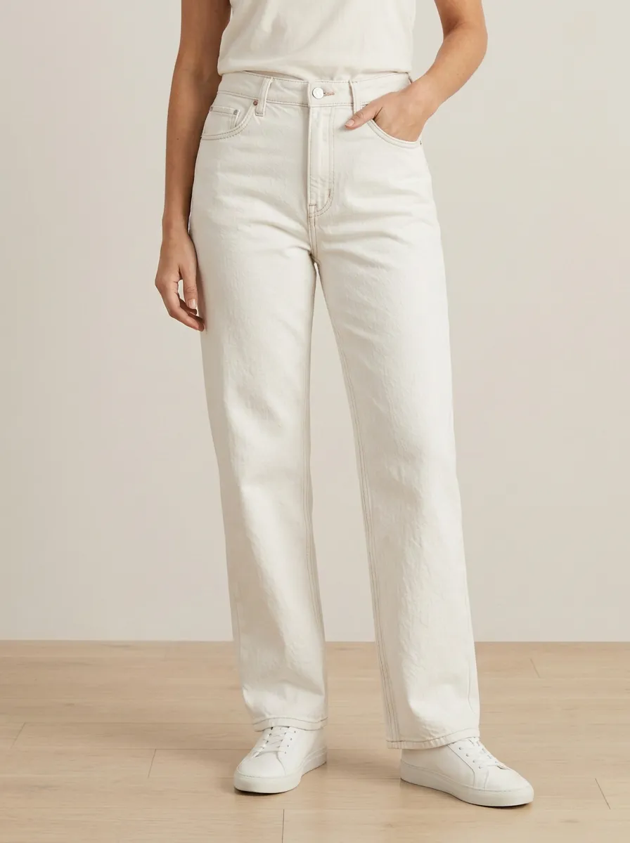 Casual-Profile Mid-Rise Straight-Leg Printed Denim Jeans