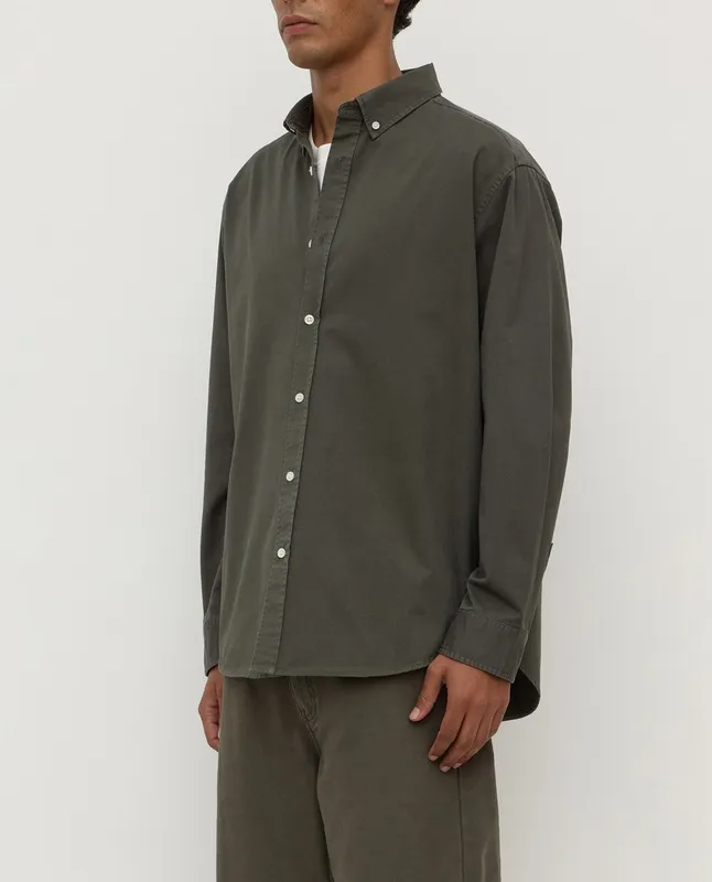 Moss Cotton Twill Button-Up Shirt