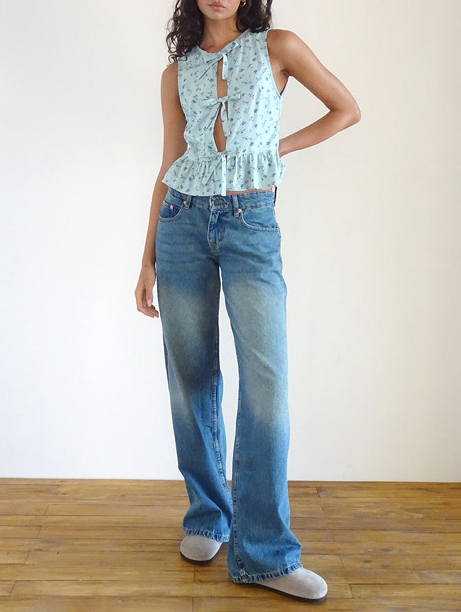 Tie Front Top In Pretty Petal Green