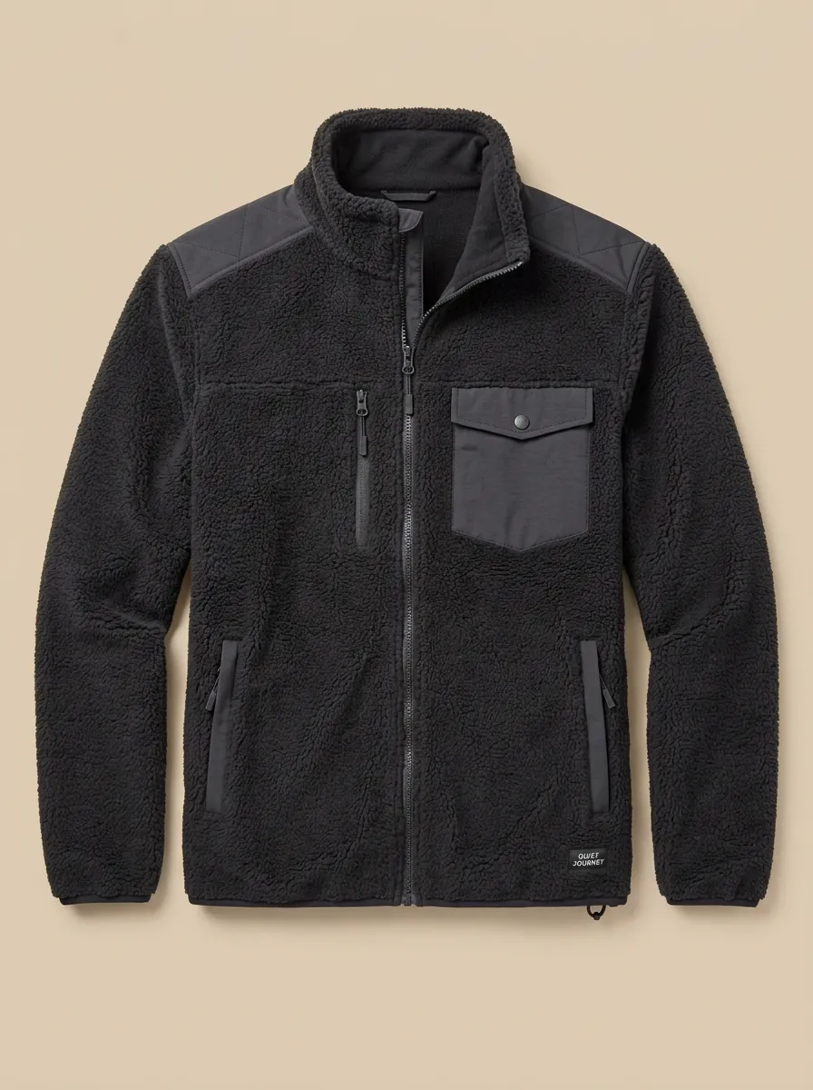 Sherpa Fleece Zip Quilted Jacket