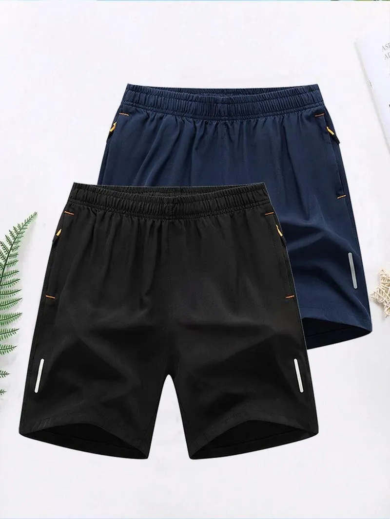 Men's Solid Color Zipper Pocket Shorts
