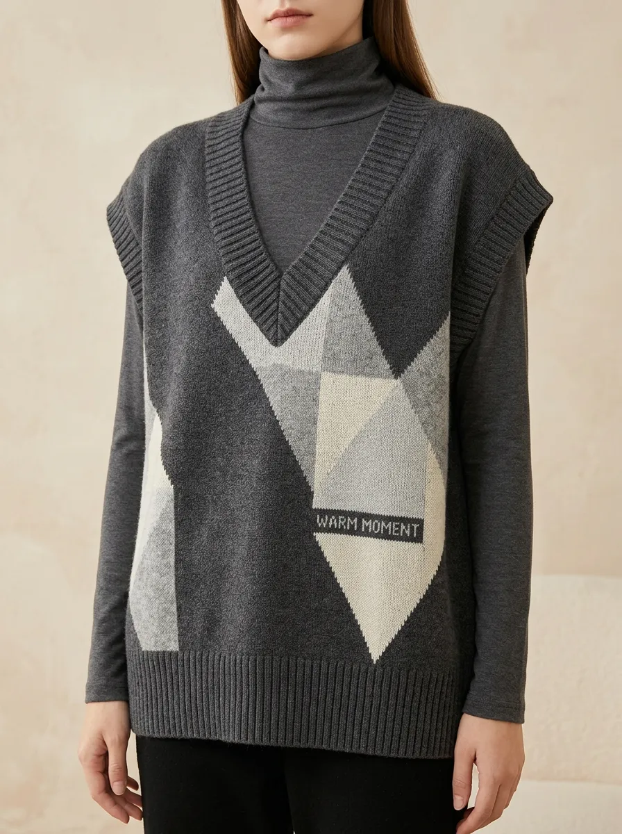 Geometric Warm Moment Sweater Vest