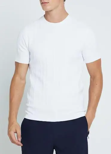 White Simple Herringbone Men's T-Shirt