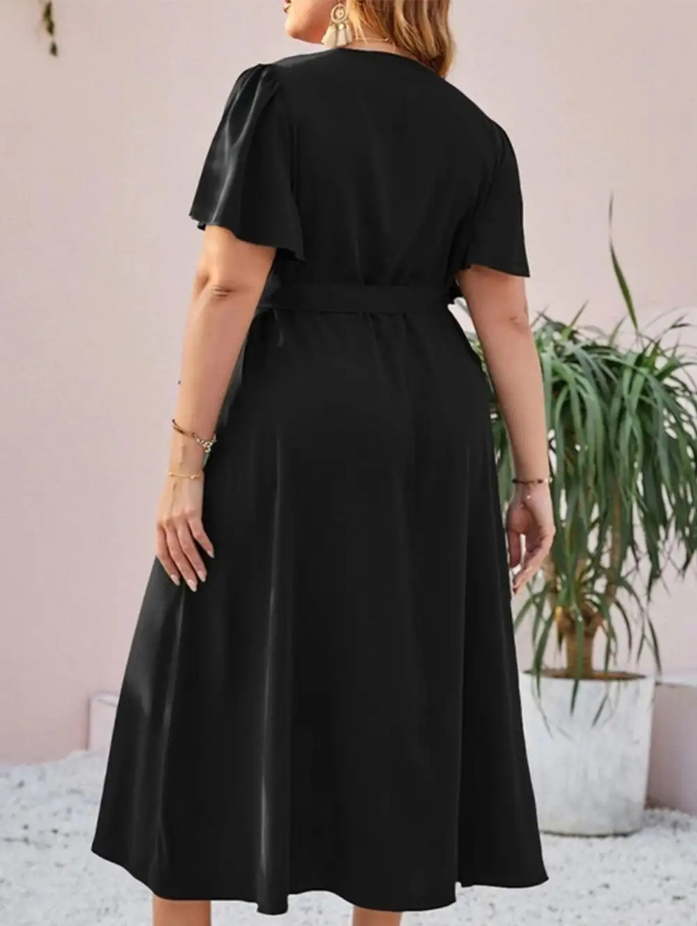 Large Size Slim Fit Dress Split Hem