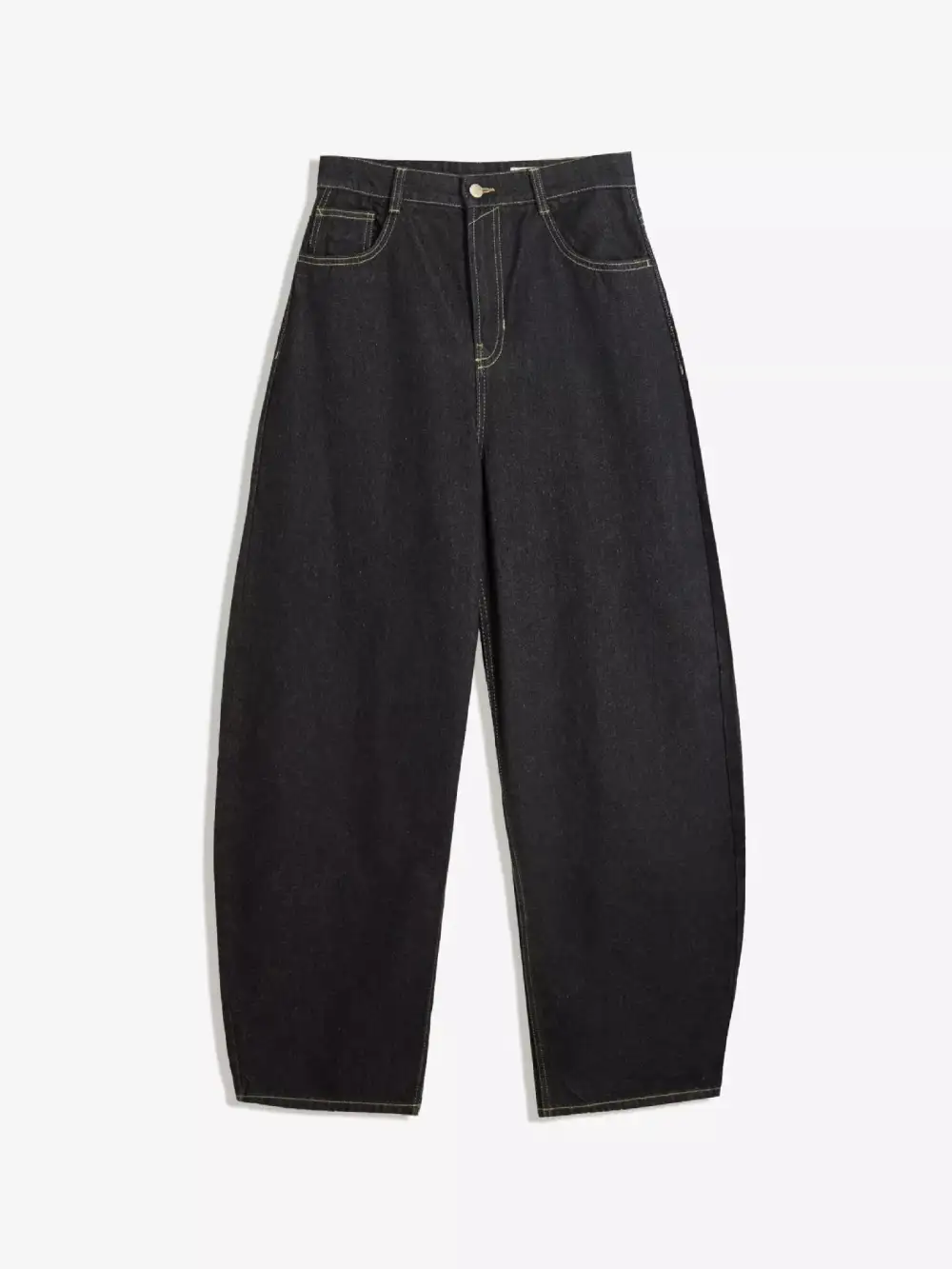 Polished Wide Leg Washed Denim Jeans