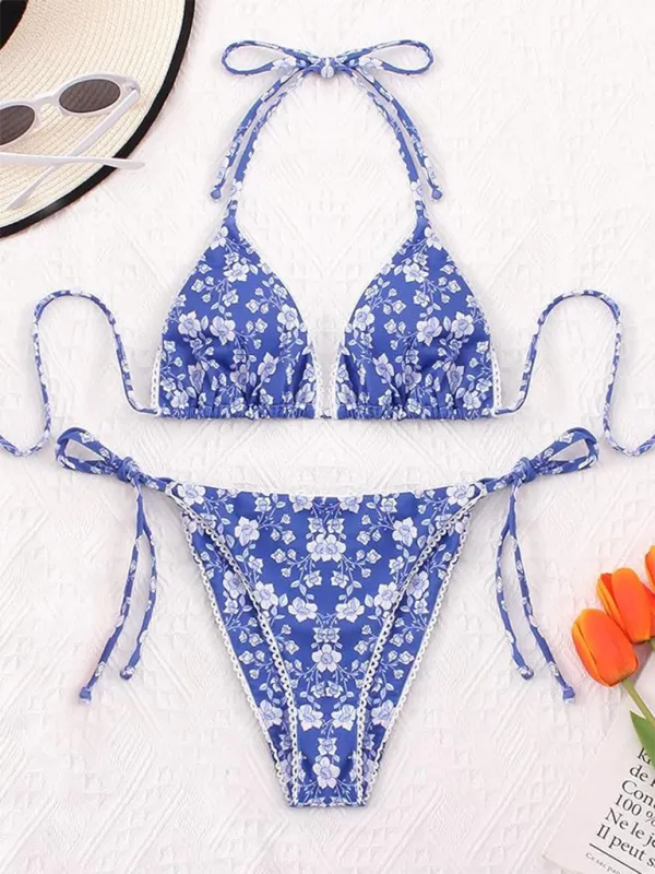 Split Floral High End Bikini Swim Set