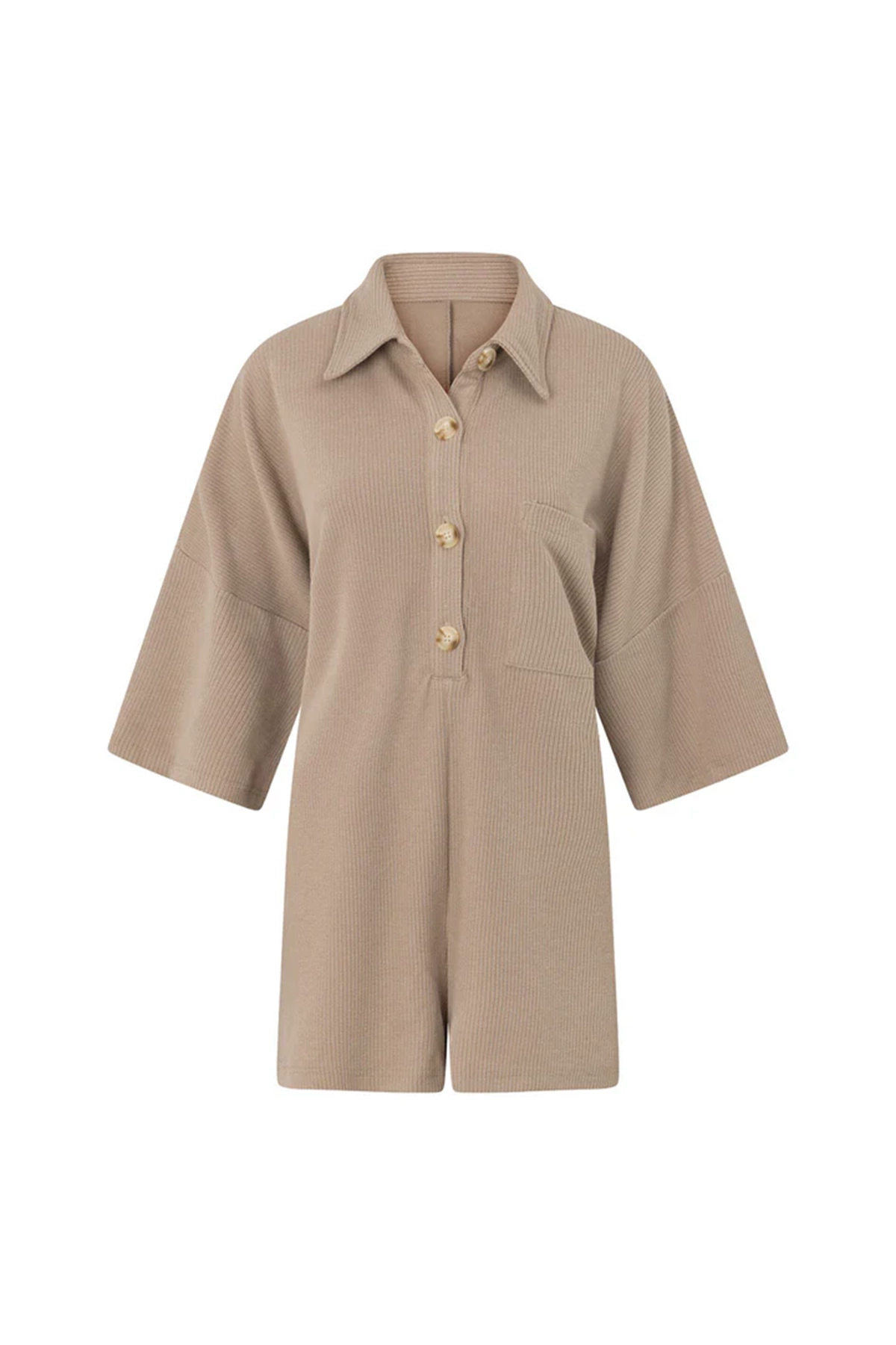 Brown Oversized Corduroy Short Jumpsuit