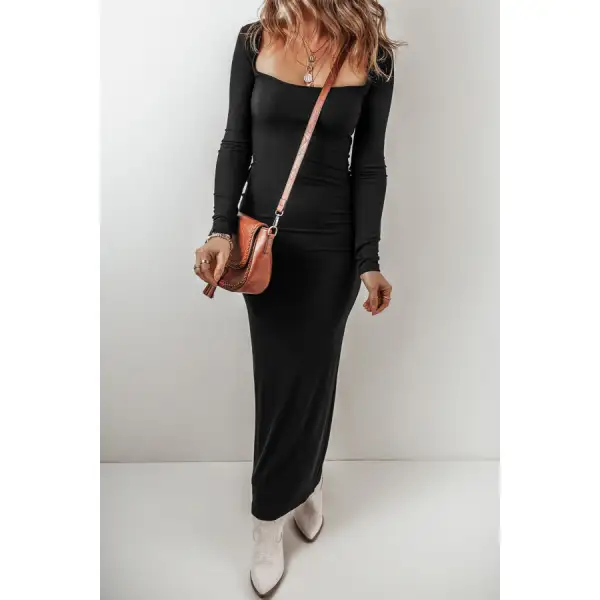 Relaxed Square Neck Long Sleeve Maxi Dress