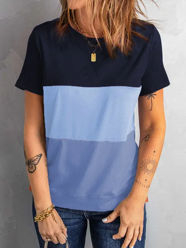 Comfortable Round-Neck Collared Short-Sleeve Knit T-Shirt