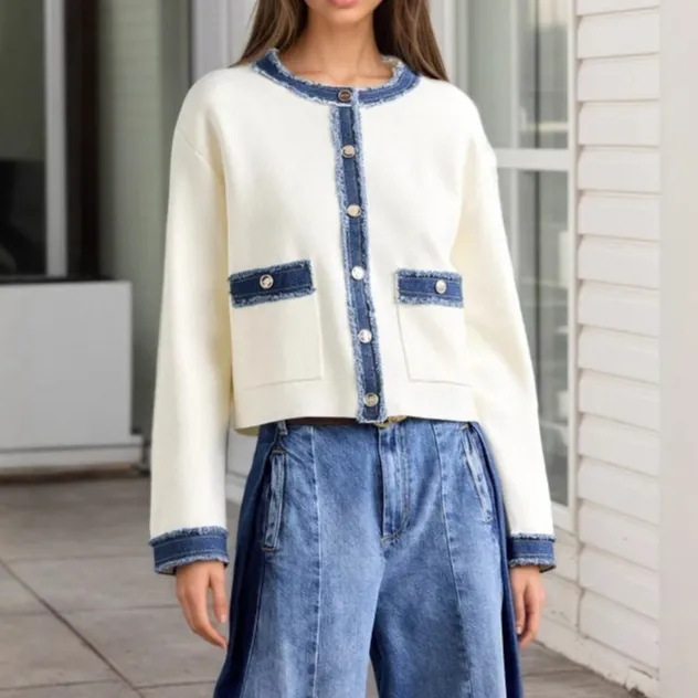 Relaxed Denim Casual Outerwear Jacket