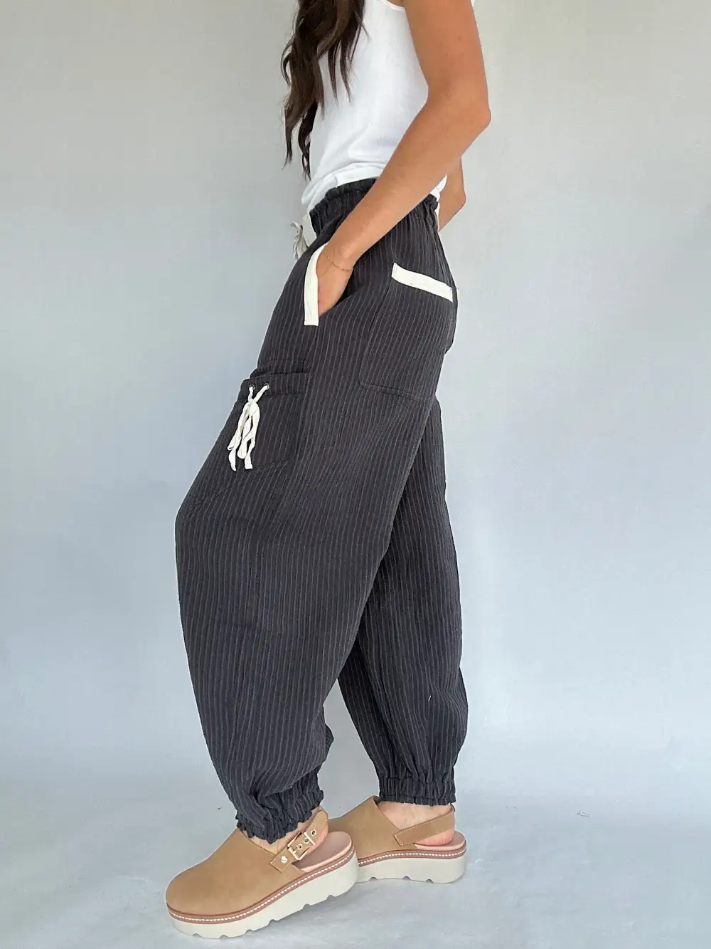 Casual Striped Wide Leg Pants