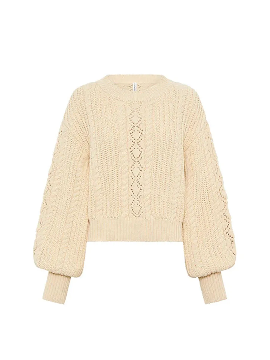 EYELET CREW NECK SWEATER