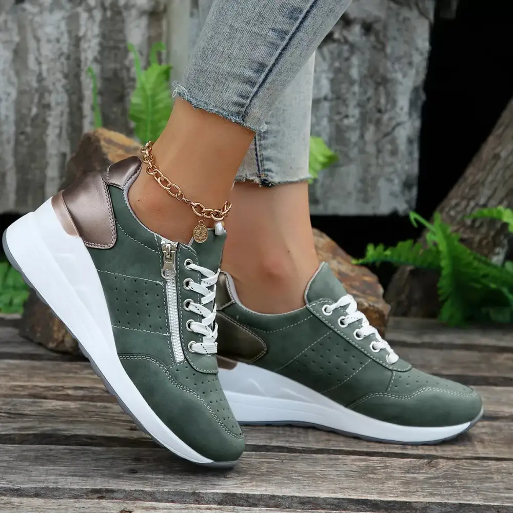 Refined Lace-Up Wedge Sneakers