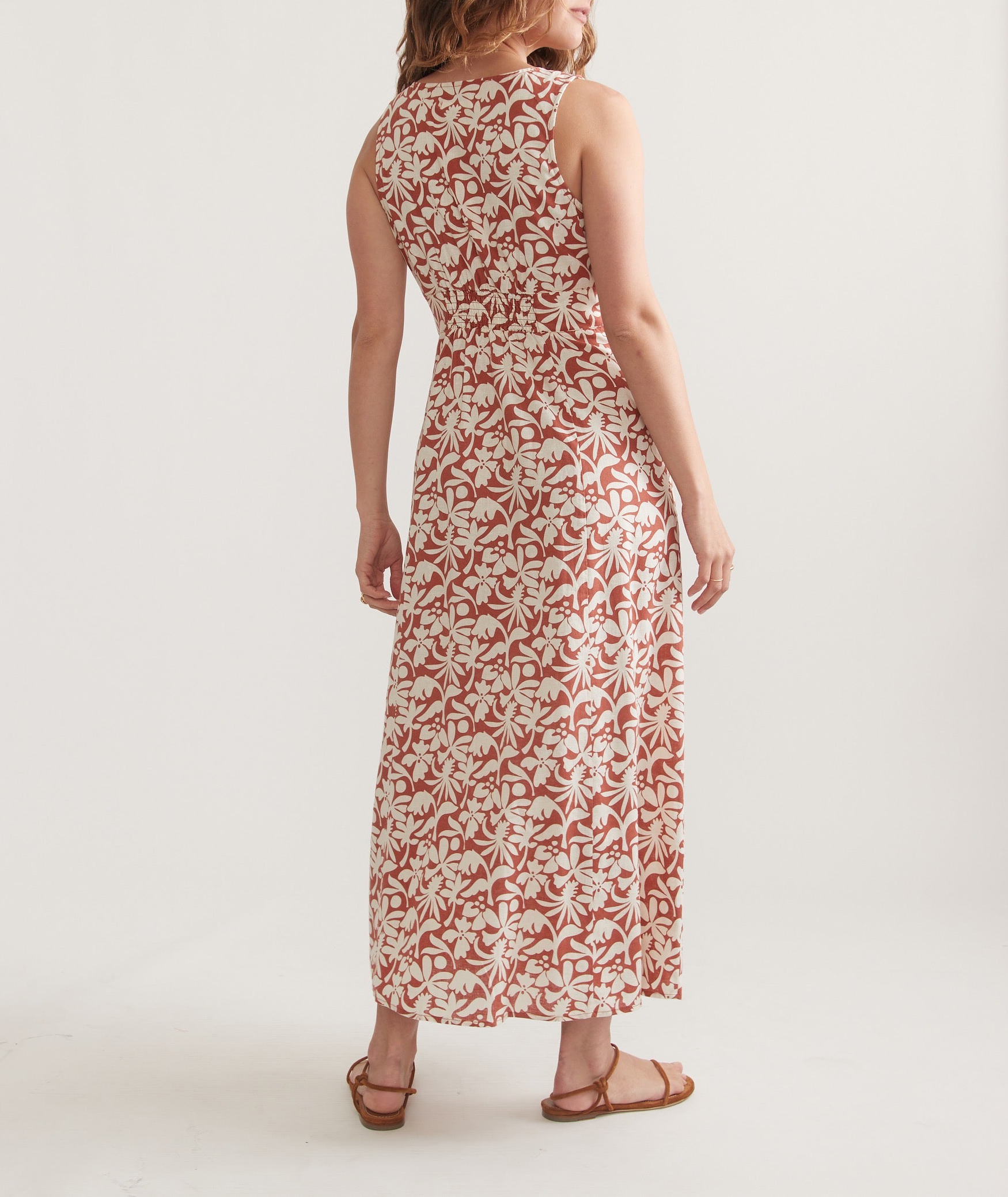 Rusty Floral Button-Front Maxi Dress