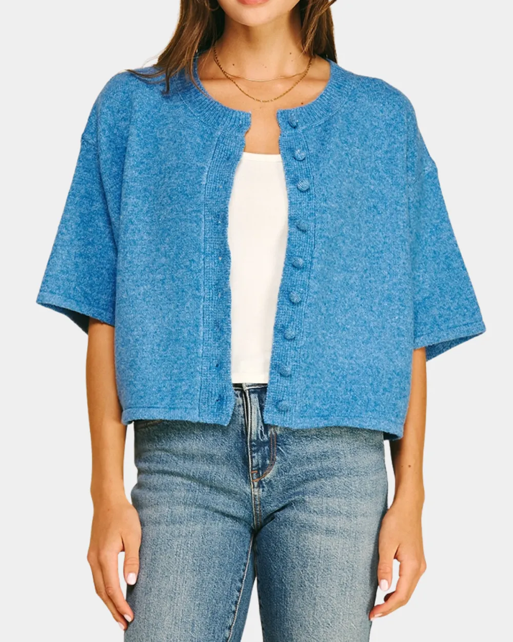 Textured Short Sleeve Sweater Top