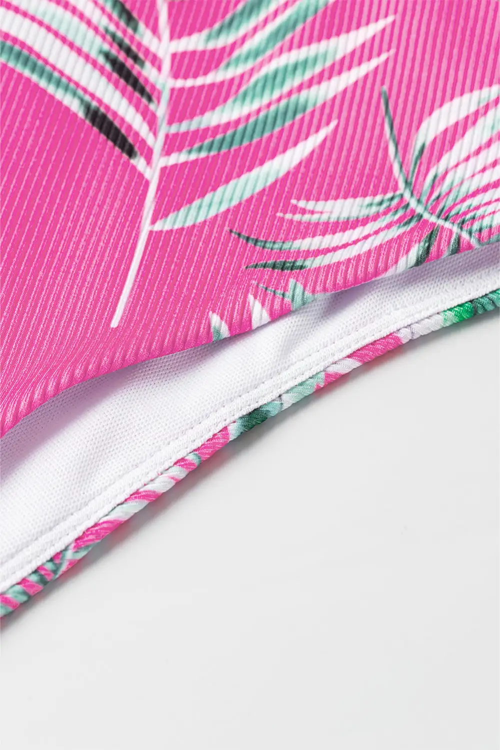 Tropical Print Textured Bottoms Bikini Bottom Pants