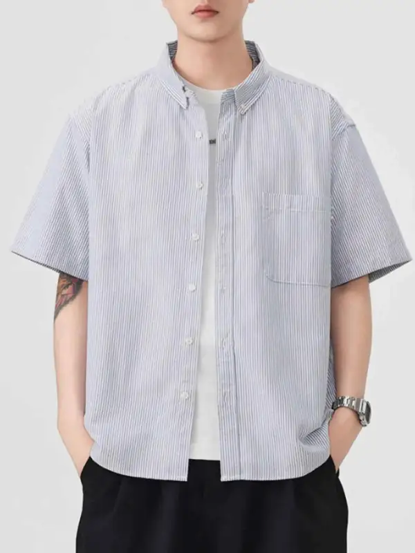 Striped Short Sleeve Button-Up Shirt
