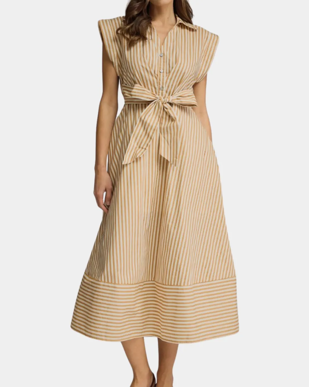 Self Tie Detail Striped Dress
