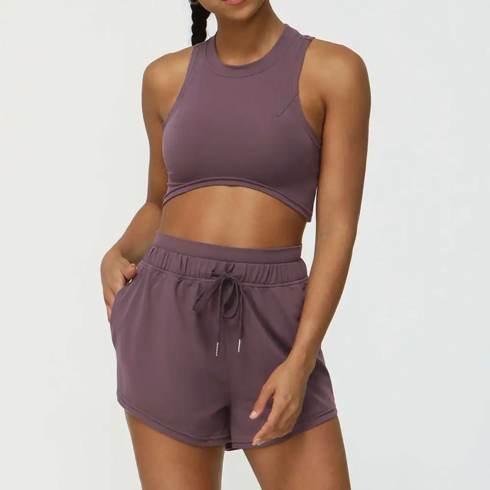 Quick-Dry Sleeveless Bra, Vest and Shorts Active Set