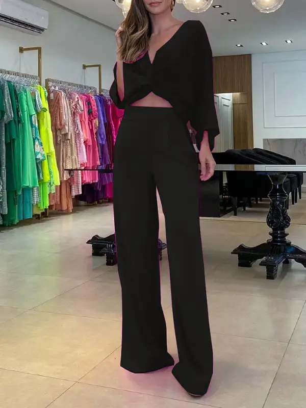 Three Quarter Sleeve Layered Coordinated Pants Set