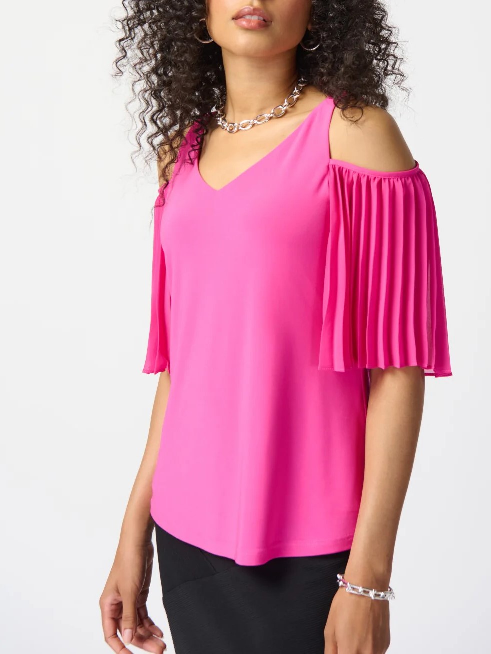 Hot Pink Cold - Shoulder Ruffled Top