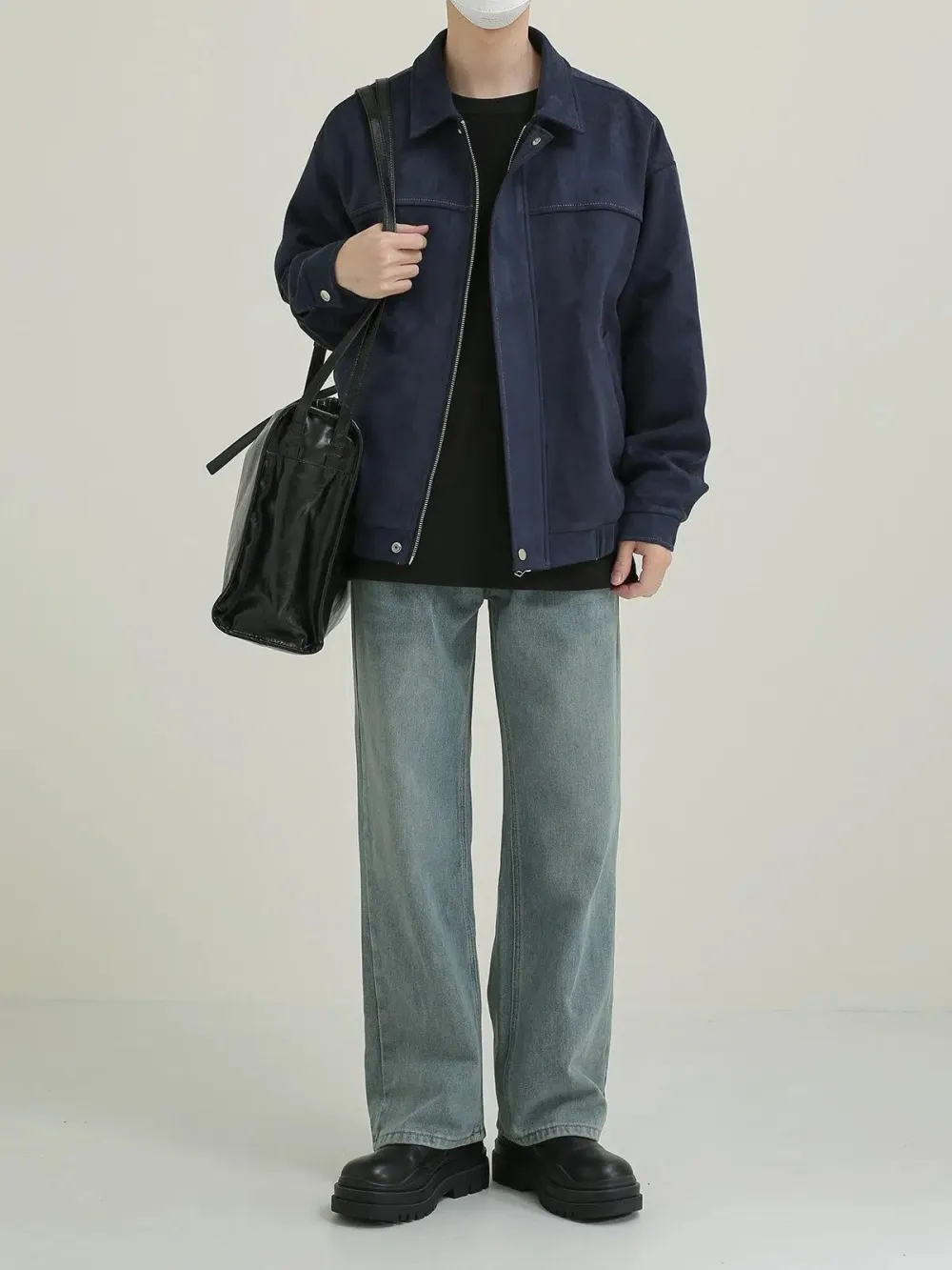 Fold Pleats Washed Jeans