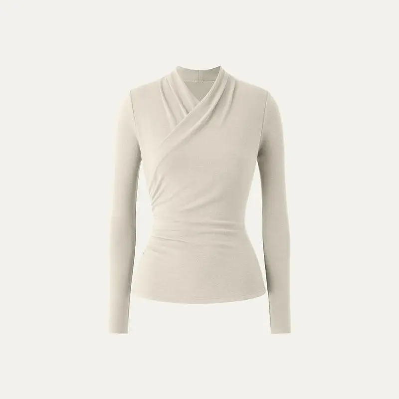 Chic Surplice Long Sleeve Top – Casual & Elegant Shirt