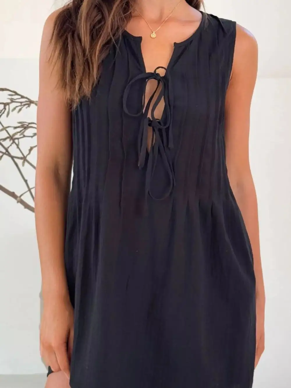 Balanced Detail Sleeveless Mini Dress
