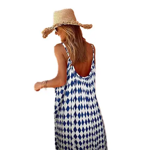 Abstract Print V Neck Maxi Dress