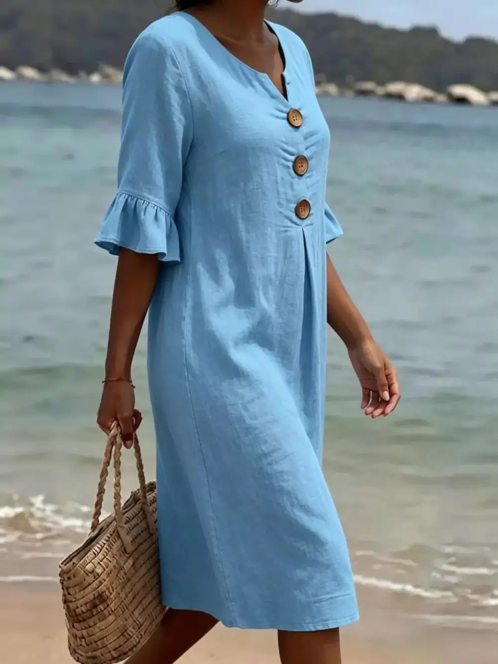 Button Dress Casual