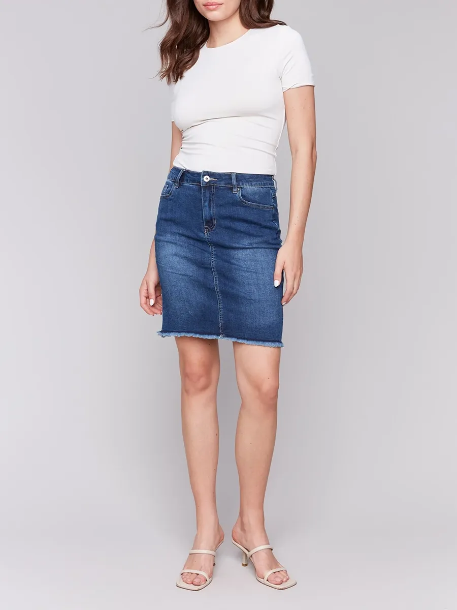 Casual Solid Color Basic Versatile Denim Skirt