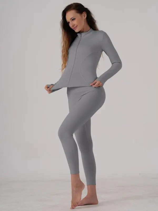 Women's Breathable Quick-Dry Active Set – Zip Jacket & High-Waist Leggings