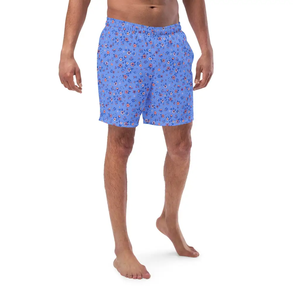 Stretch Floral Print Swim Trunks