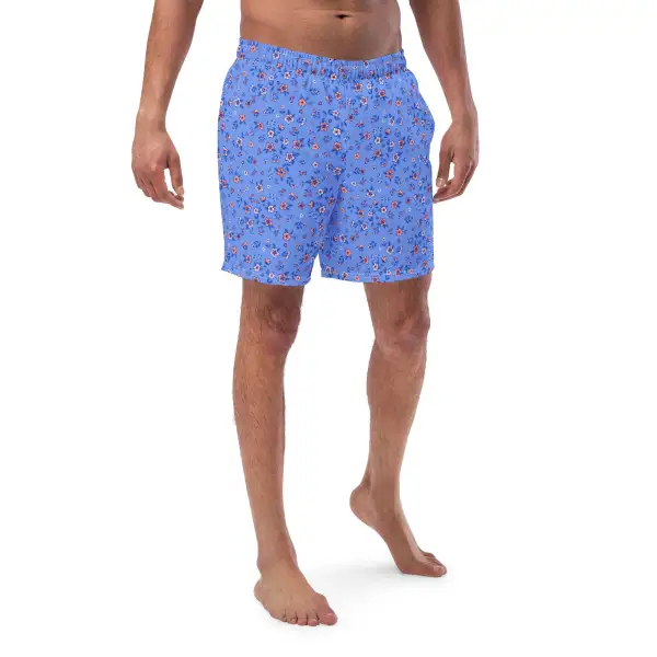 Stretch Floral Print Swim Trunks