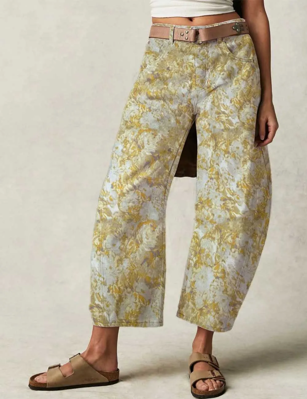 Barrel Print Jeans Daily Denim Pants