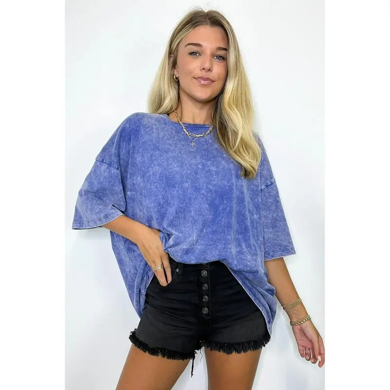6PACK-Mineral Wash Oversized Top - BACK IN STOCK