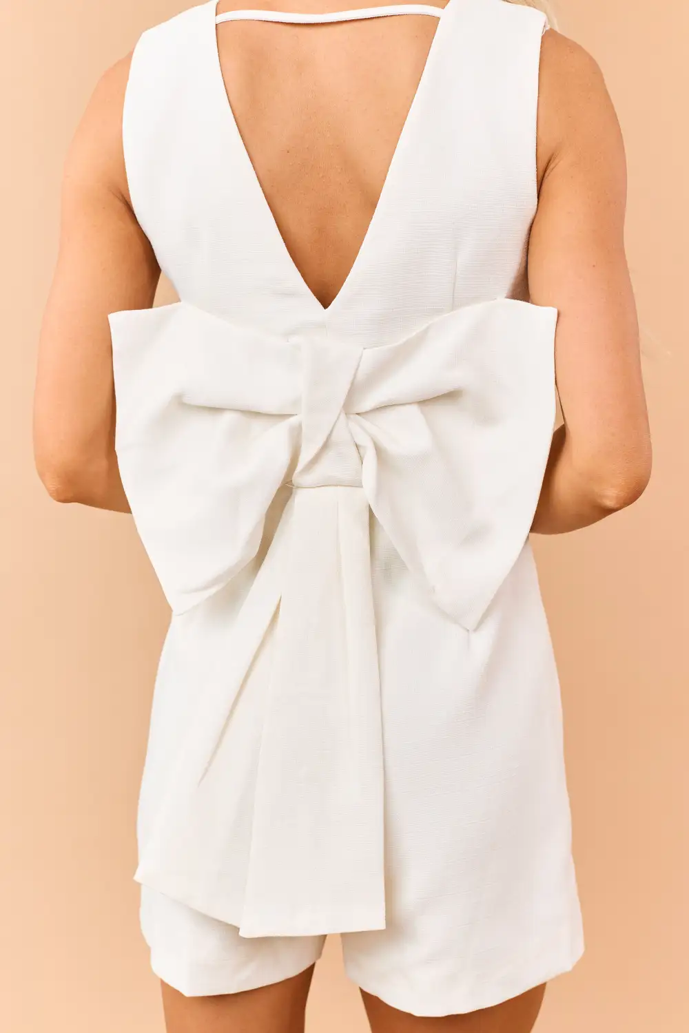 Textured Vest Style Back Bow Romper