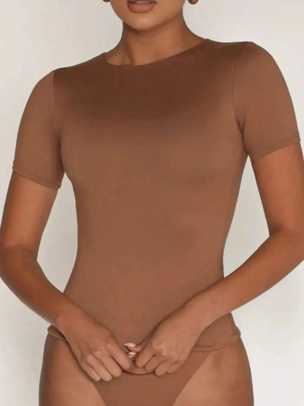 Round Neck Short Sleeve Top Set Swim Cover Up