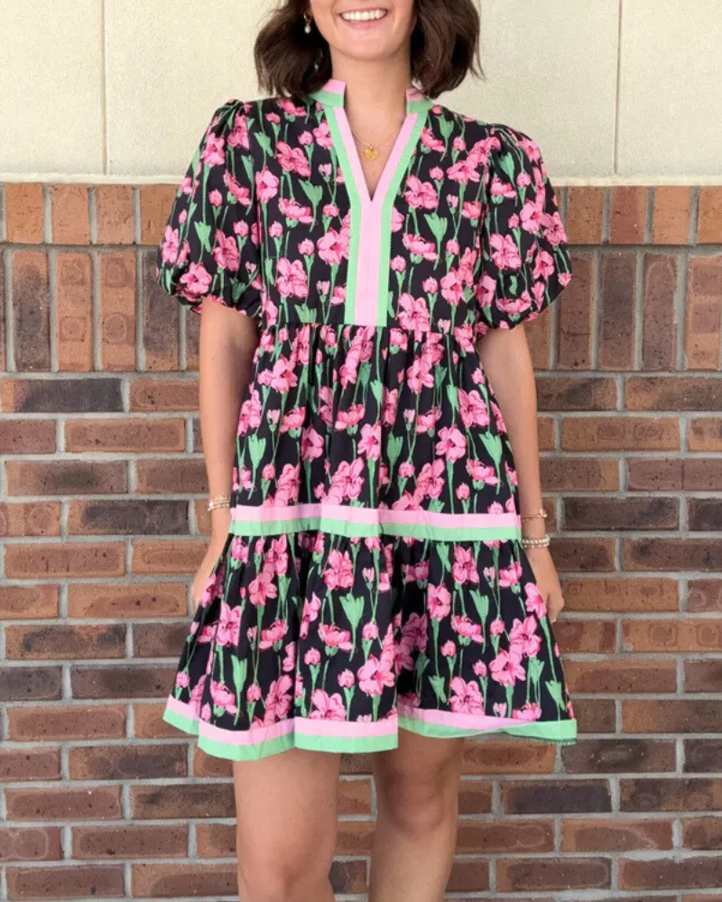 Tiered Floral Midi Dress