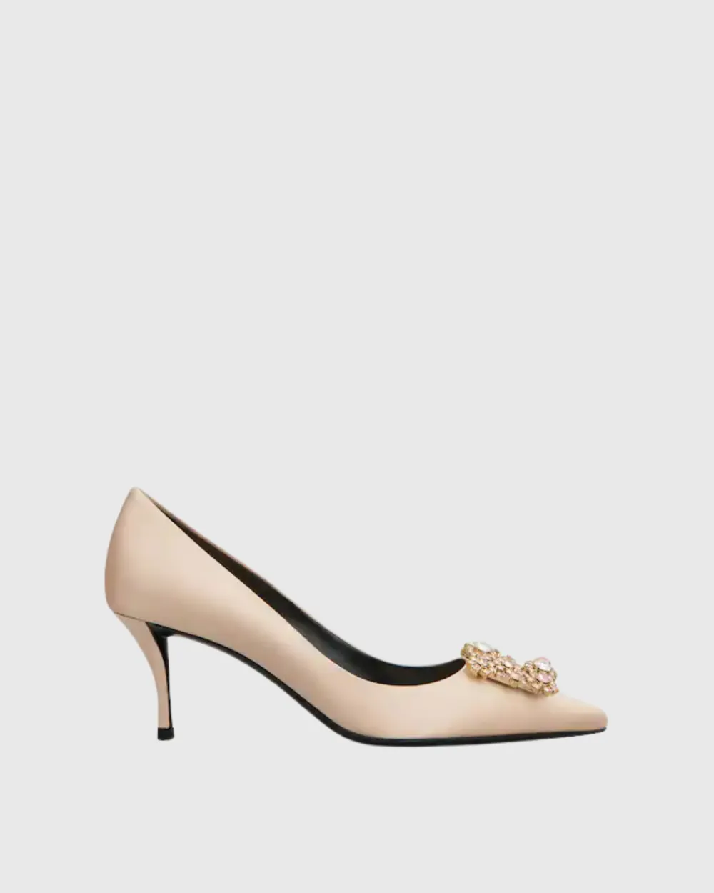 Rhinestone Buckle Pumps in Champagne