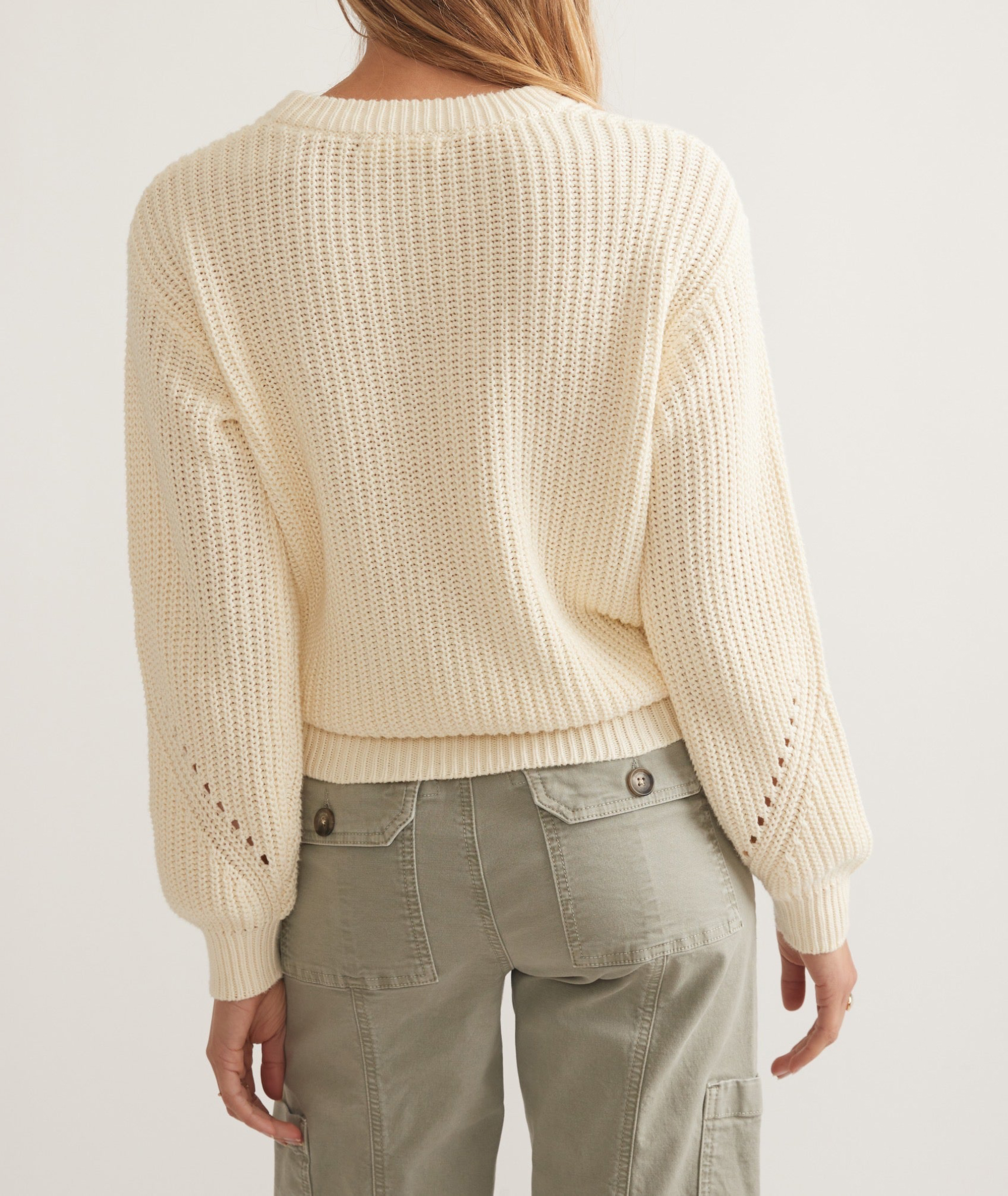 Long Sleeve Openwork Knit Sweater